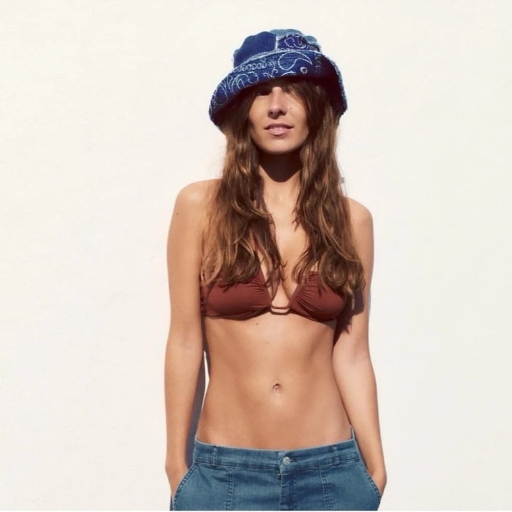 ZARA PATCHWORK DENIM BUCKET HAT